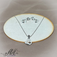 Сребърен комплект с циркони "Сърце" S-505